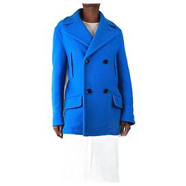 Marni Blauer doppelt knöpfbarer Wollmantel - Größe UK 6