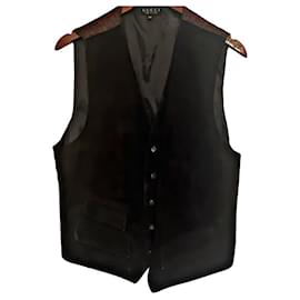 Gucci Horsebit Weste aus Leder und Seide braun
