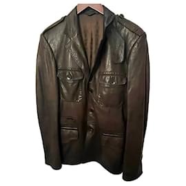 Gucci Tom Ford Blazer aus braunem Lammleder im Militärstil