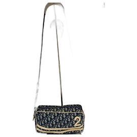 Christian Dior Borsa a spalla Dior 2 Trotter in tela blu/beige 267