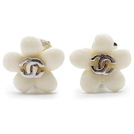 Orecchini Clip Logo CC Fiori Bianchi - Chanel