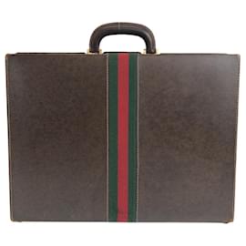 GUCCI グッチ ビジネスバッグ ロゴプレート レザー Gucci Business Bag 231850 Dark brown Leather ref.2096443 - Joli Closet