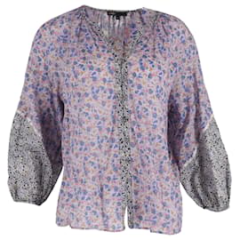 Blusa Cisso Contrast Bleus Maje in cotone biologico con stampa floreale multicolore