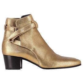Botas Ankle Jodhpur Wyatt 40 em Couro Dourado da Saint Laurent