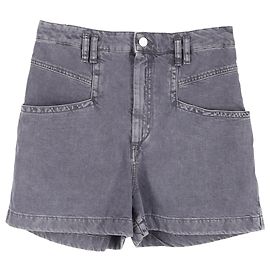 Shorts de denim de cintura alta Esquia de Isabel Marant en denim gris