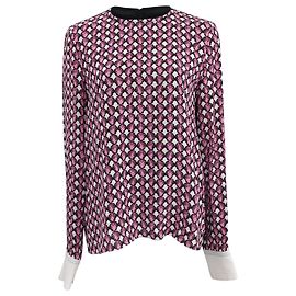 Blusa a maniche lunghe in seta multicolore con stampa Marni
