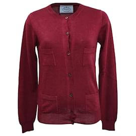 Prada Knopf-Cardigan aus roter Kaschmirwolle