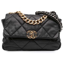 Chanel Preto Grande Flap em Couro de Cordeiro 19