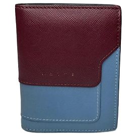 Vintage Marni Bicolor Leder Geldbörse Blau Lila