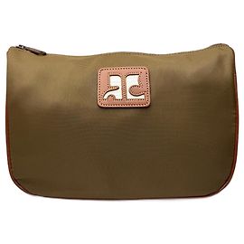 Clutch vintage de poliéster y cuero Courreges marrón caqui