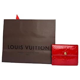 Portacarte in pelle Vernis Louis Vuitton vintage rosso