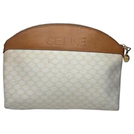 Céline Clutch de cuero monograma Celine Paris vintage blanco y marrón