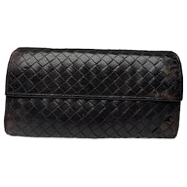 Cartera de cuero Intrecciato Bottega Veneta vintage marrón