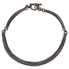 Choker en métal argenté vintage Hermès