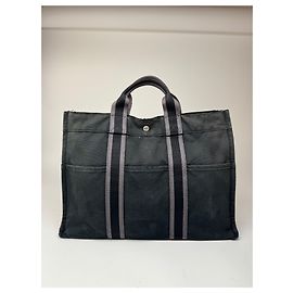 Autre Marque Vintage Hermès Canvas Tote Tasche schwarz