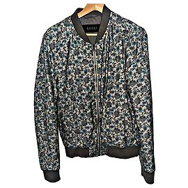 Giacca Gucci Paisley in misto seta blu