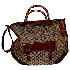 Borsa a tracolla Gucci Frida Giannini Monogramma GG Bambù Beige