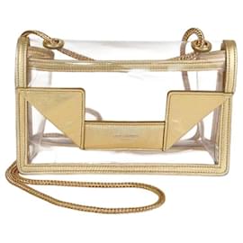 Bolso de Hombro Betty de PVC Transparente/Dorado y Cuero de Saint Laurent