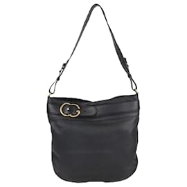 Borsa a spalla grande in pelle nera Gucci