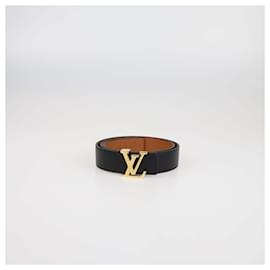 Reversibler Gürtel aus schwarzem/braunem Leder LV Initiales von Louis Vuitton