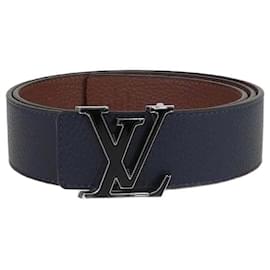 Cintura reversibile LV Tilt in pelle blu navy/marrone di Louis Vuitton