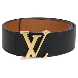 Reversibler Gürtel aus schwarzem/braunem Leder LV Initiales von Louis Vuitton