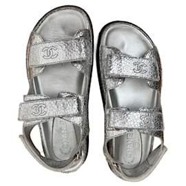 Sandali Dad Chanel argento pelle