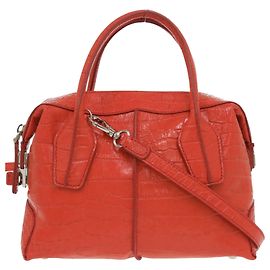 Borsa in pelle rossa con stampa coccodrillo di Tod's