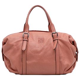 Bolso Boston de cuero naranja con relieve Anagram LOEWE