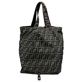 Fendi braune Zucca Canvas und Nylon faltbare Tasche