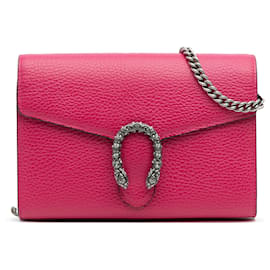 Portafoglio Mini Dionysus in Pelle Rosa di Gucci con Catena