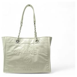 NUOVO BORSO A MANO CHANEL DEAUVILLE CAMBON MM IN PELLE CREMA