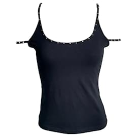 Versace Jeans Couture Top mit Nieten Trägern Schwarz