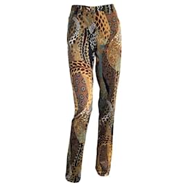 Pantalones Versace con Estampado de Serpiente Marrón Beige