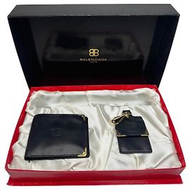 Vintage Balenciaga Leather Wallet Purse set black