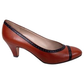 Salvatore Ferragamo décolleté in pelle marrone 1980s