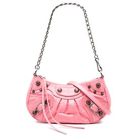 Balenciaga Mini Cagole em couro rosa estampado Motocross