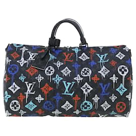 Borsa Keepall Bandoulière Louis Vuitton Graffiti Monogram Eclipse in tela 50