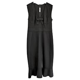 prada black corset dress Prada Strapless Corset Pleated Flared Wool Chiffon Designer Dress IT38