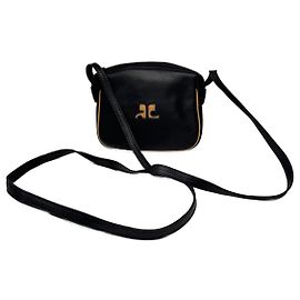 Borsa a tracolla in pelle vintage Courreges nera