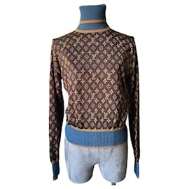 Louis Vuitton Rollkragenpullover Monogramm LV Braun Seide