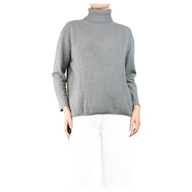 Grüner gerippter Kaschmir-Rollkragenpullover - Größe UK 16 - Autre Marque