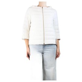 Herno Ecru Piumino Leinenjacke - Größe UK 10