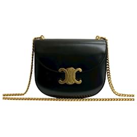 Borsa a spalla in pelle di vitello con logo Triomphe di Celine Teen Chain Besas - Céline