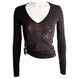 Bluse Versace Jeans Couture Braun Asymmetrisch mit Schnalle