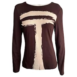 Top de manga larga Thierry Mugler de Jersey Marrón Beige
