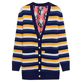 Gucci Gestreifte Strickjacke Blau Wolle