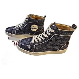 Sneakers Christian Louboutin Louis Orlato Alte – Denim Glitterato / Metallico