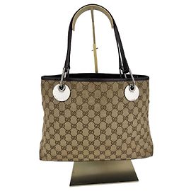 Gucci Schultertasche aus Canvas / Leder braun 276