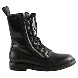 Balmain Stivali da motociclista in pelle nera